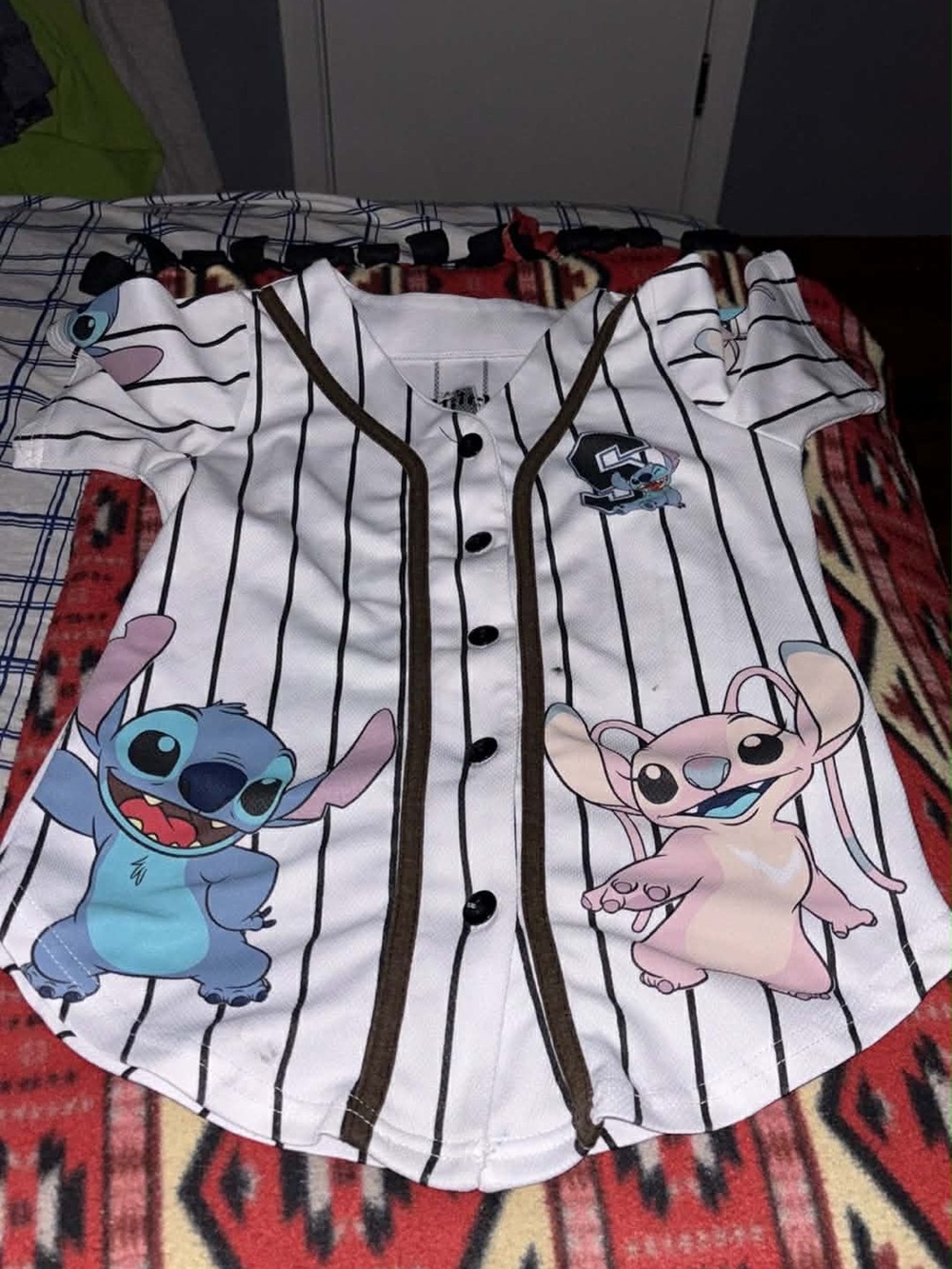 Lilo & Stitch Pinstripe Baseball Jersey - Blue & Pink 4T/5T